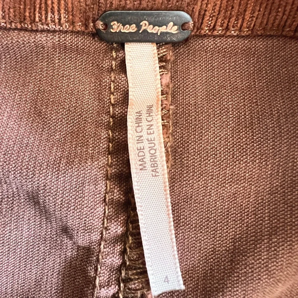 Free People Corduroy Mini Skirt Rust Burnt Orange High‎ Waisted Size 4 Boho Slit